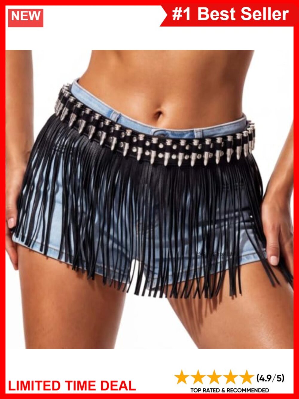 Faux Leather Fringe Belt Tassel Cowgirl Festival Accessory